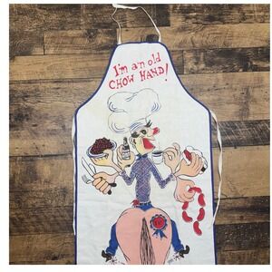 Vintage Novelty Chef Apron I am an Old Chow Hand Graphic Print